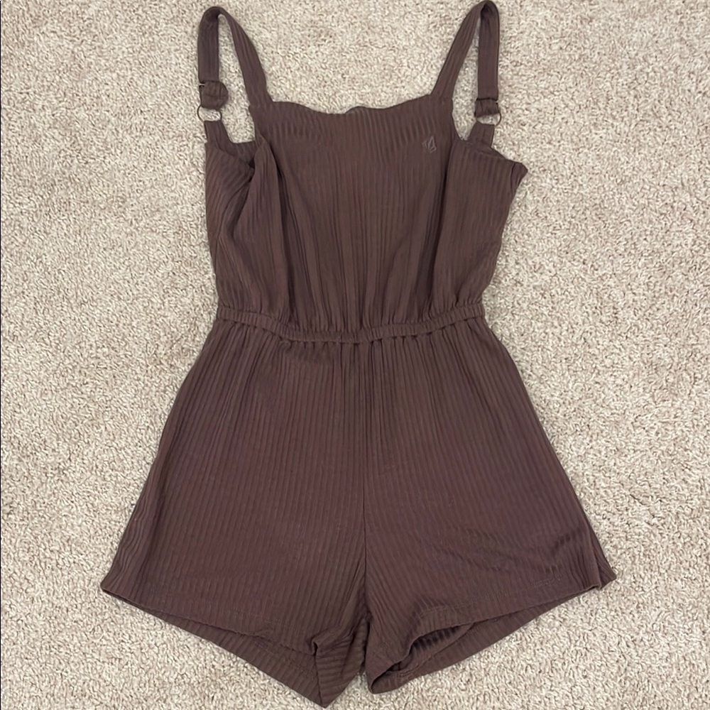 Ribbed Mauve/Brown Romper